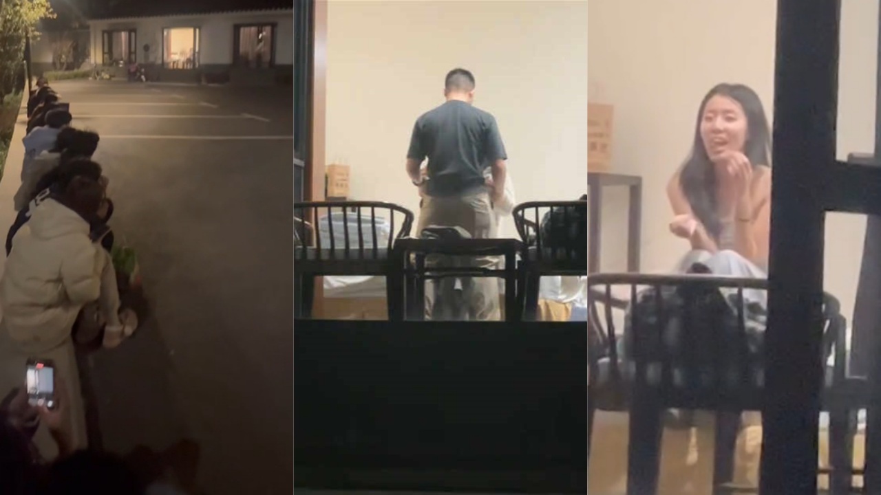 天津现代传媒职校 教师马现磊和女学生宿舍亲热忘拉窗帘 一群女生透过玻璃欣赏活春宫