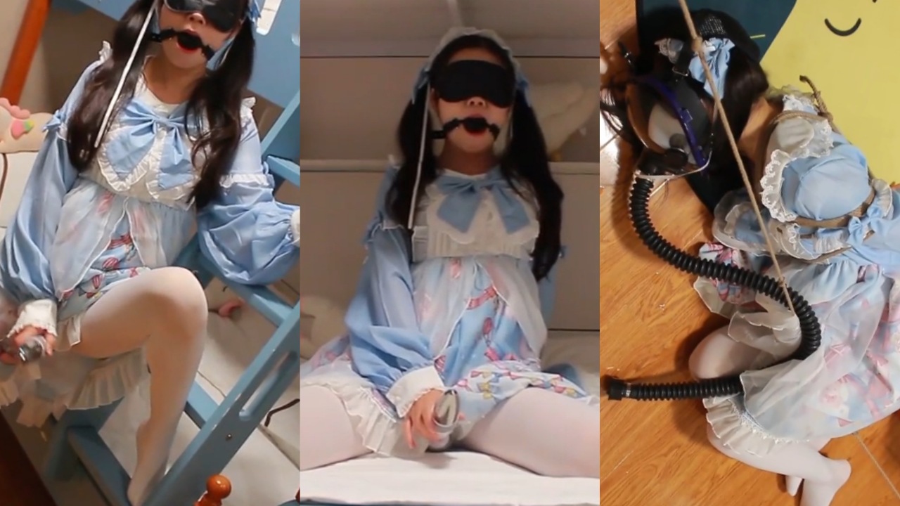  洛丽塔小萝莉捆绑调教 震动棒强制高潮 麻绳拴住逼逼 直接被玩到瘫软