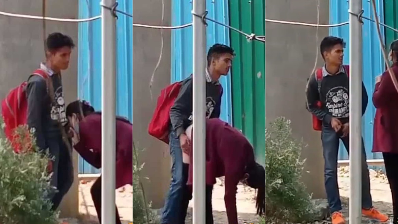 神奇的印度之高中生放学后路边吃快餐 女的太高够不到只能垫脚 滑稽这块三哥从来没让人失望