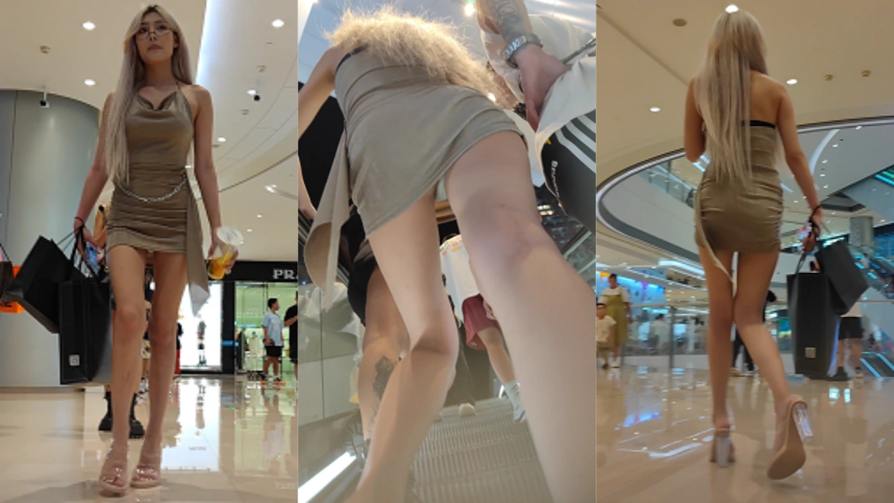 【商场抄底】网红女神超绝臀腰比 包臀美腿引路人扭头看 没想到坐上了电瓶车