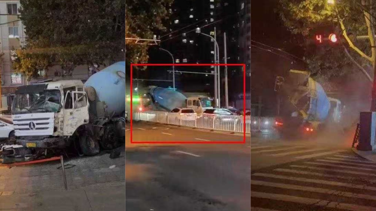 共产党不让我活 我要杀人！青岛人民路水泥罐车撞五十余辆车 报复性行为极强让人恐惧 车祸视频流出！