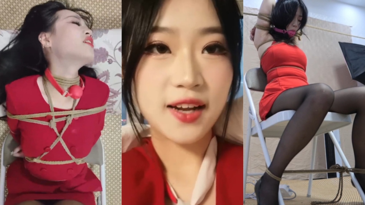 红衣黑丝高跟鞋 肤白貌美大美女调教起来就是爽 捆绑玩具随便搞