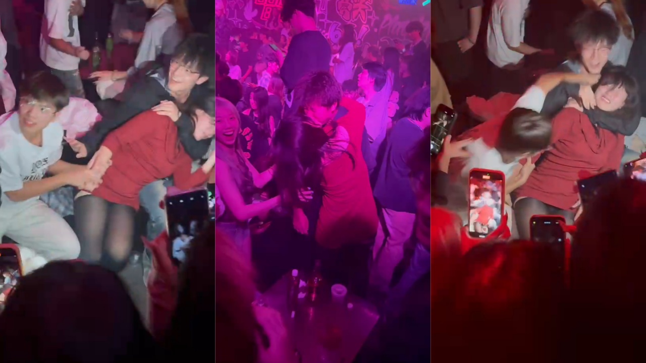 深圳燃动KTV 两个眼镜男争夺交配权 差点把红衣骚货勒晕过去