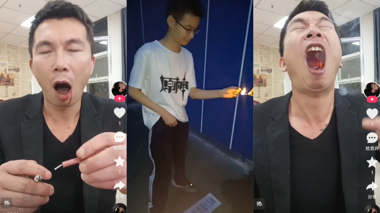 疯了都 炮仗炸鸡巴 嘴里放鞭炮 为了流量命都不要了